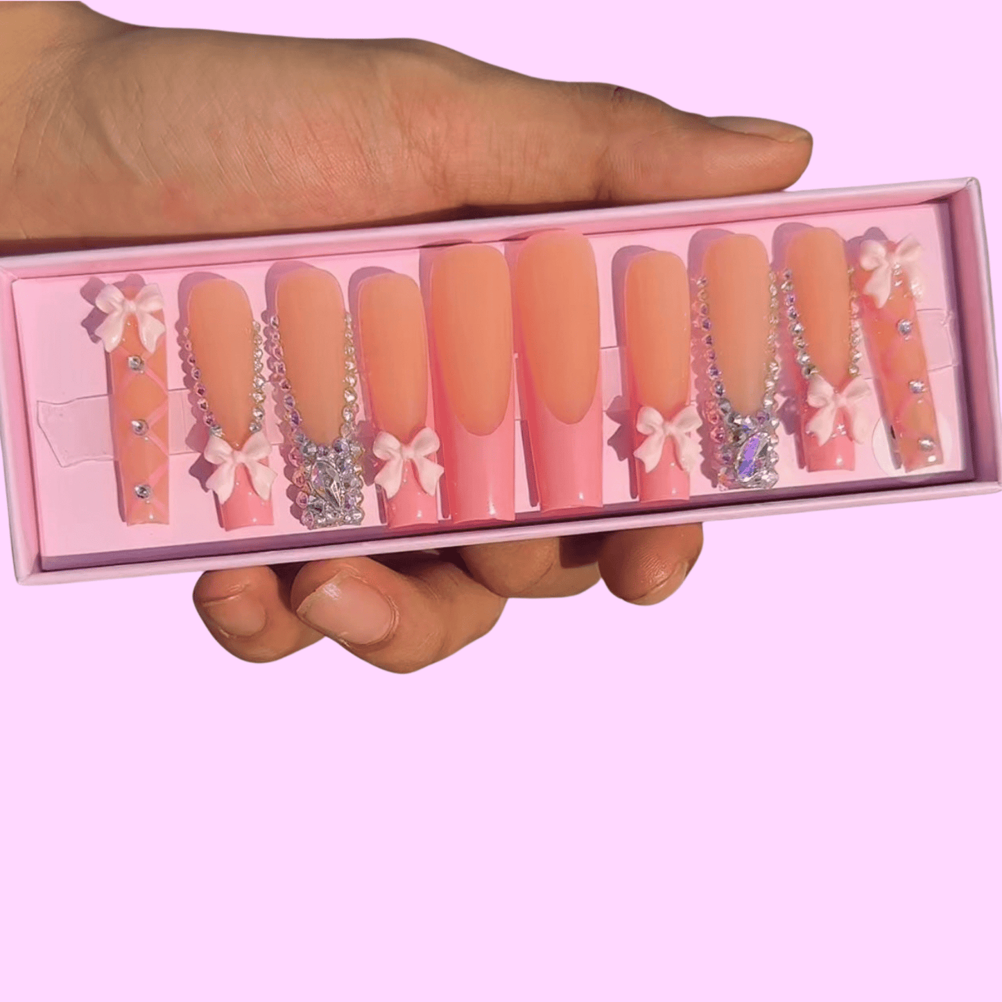 Ballerina Pink Bow Set - Boss Babe Nails
