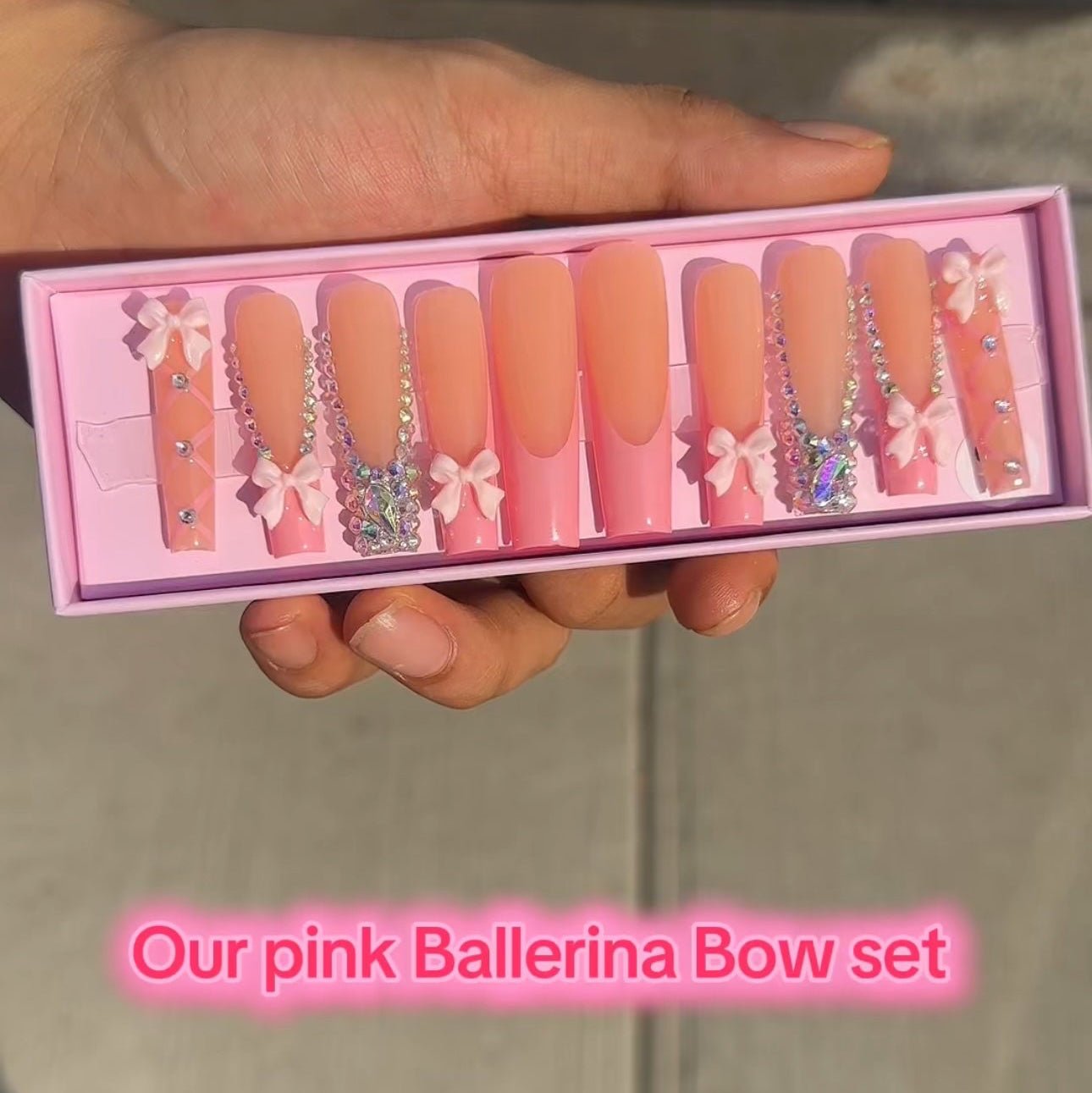 Ballerina Pink Bow Set - Boss Babe Nails
