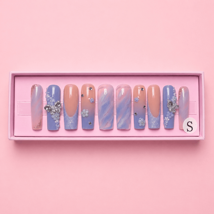 Blueberry Swirl Set | Press-On Nails - Boss Babe Nails