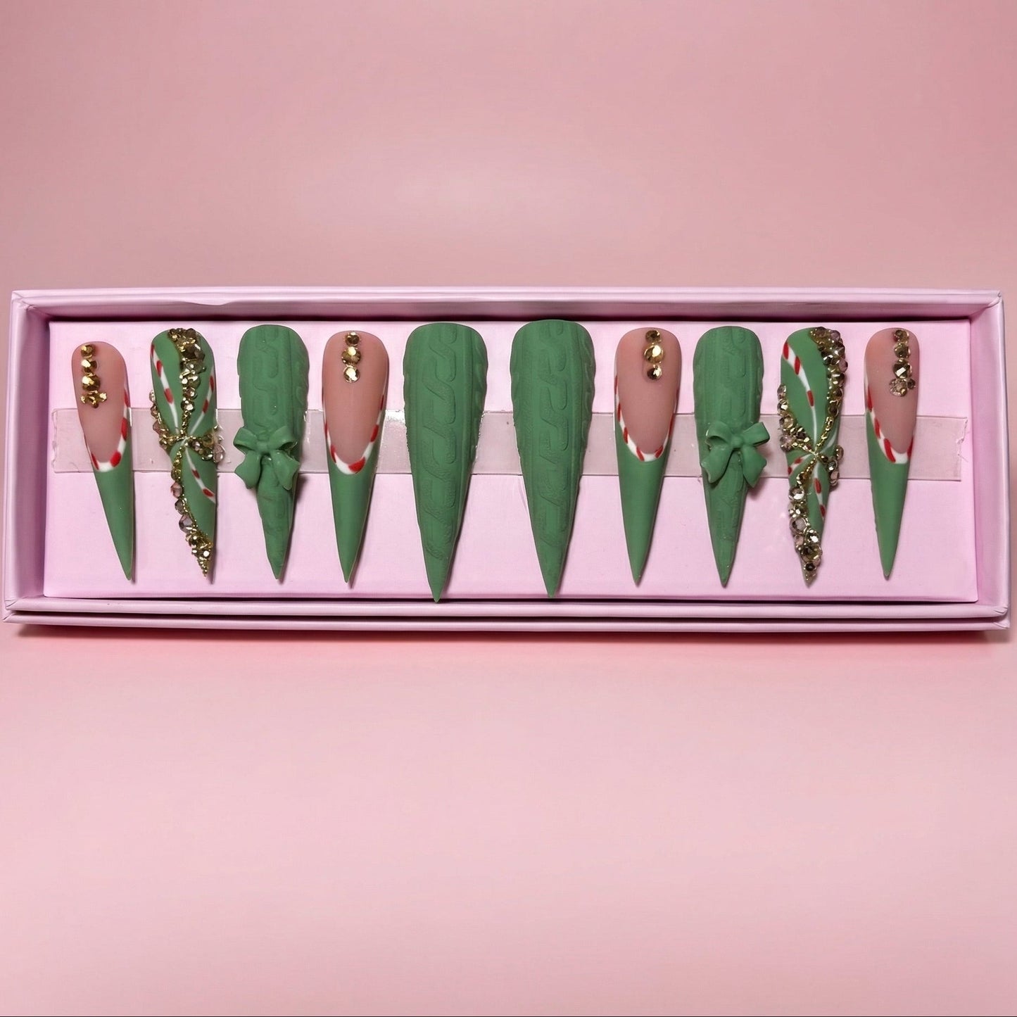 Frosted Mint Set | Long Stiletto Press - On Nails - Boss Babe Nails