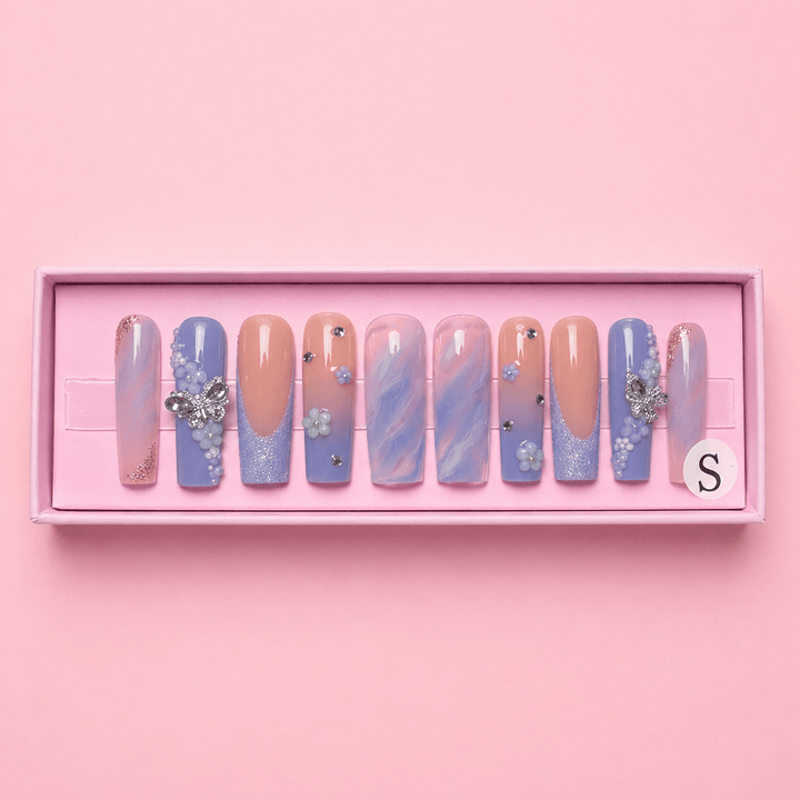 Blueberry Swirl Set | Press-On Nails - Boss Babe Nails