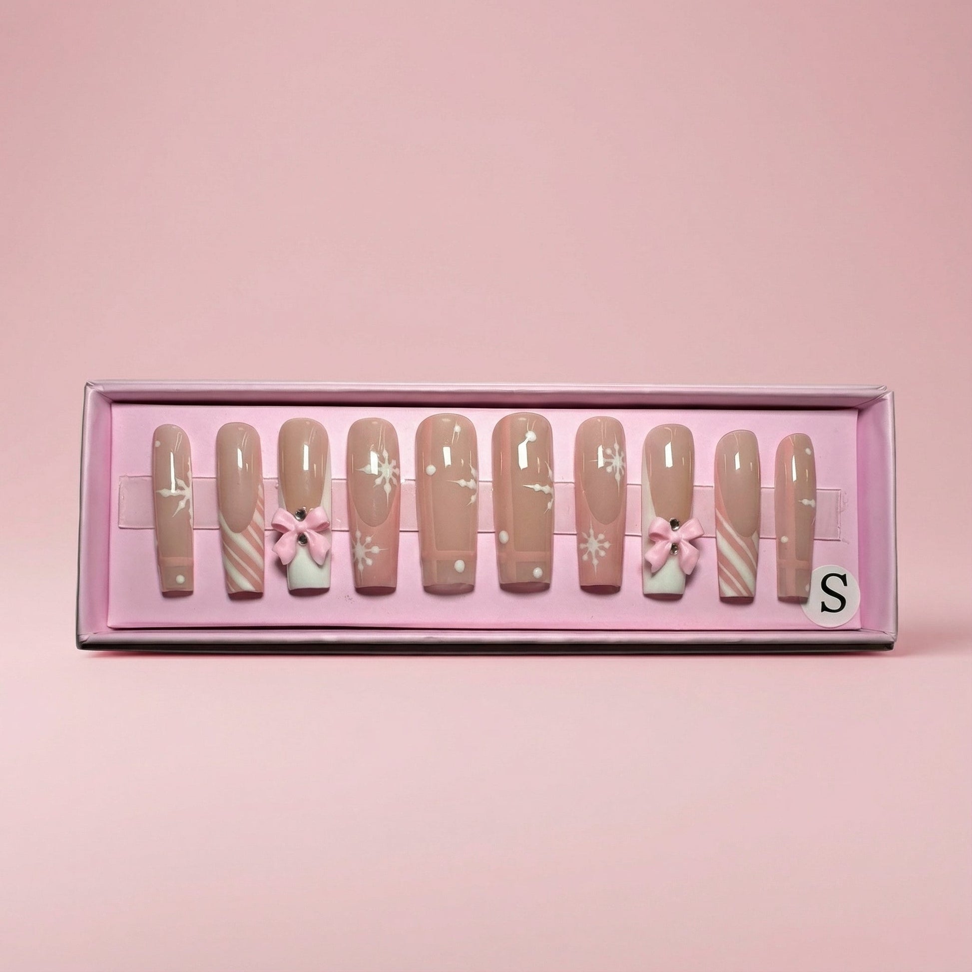 Candy Cane Kiss Set | Coffin Press - On Nails - Boss Babe Nails