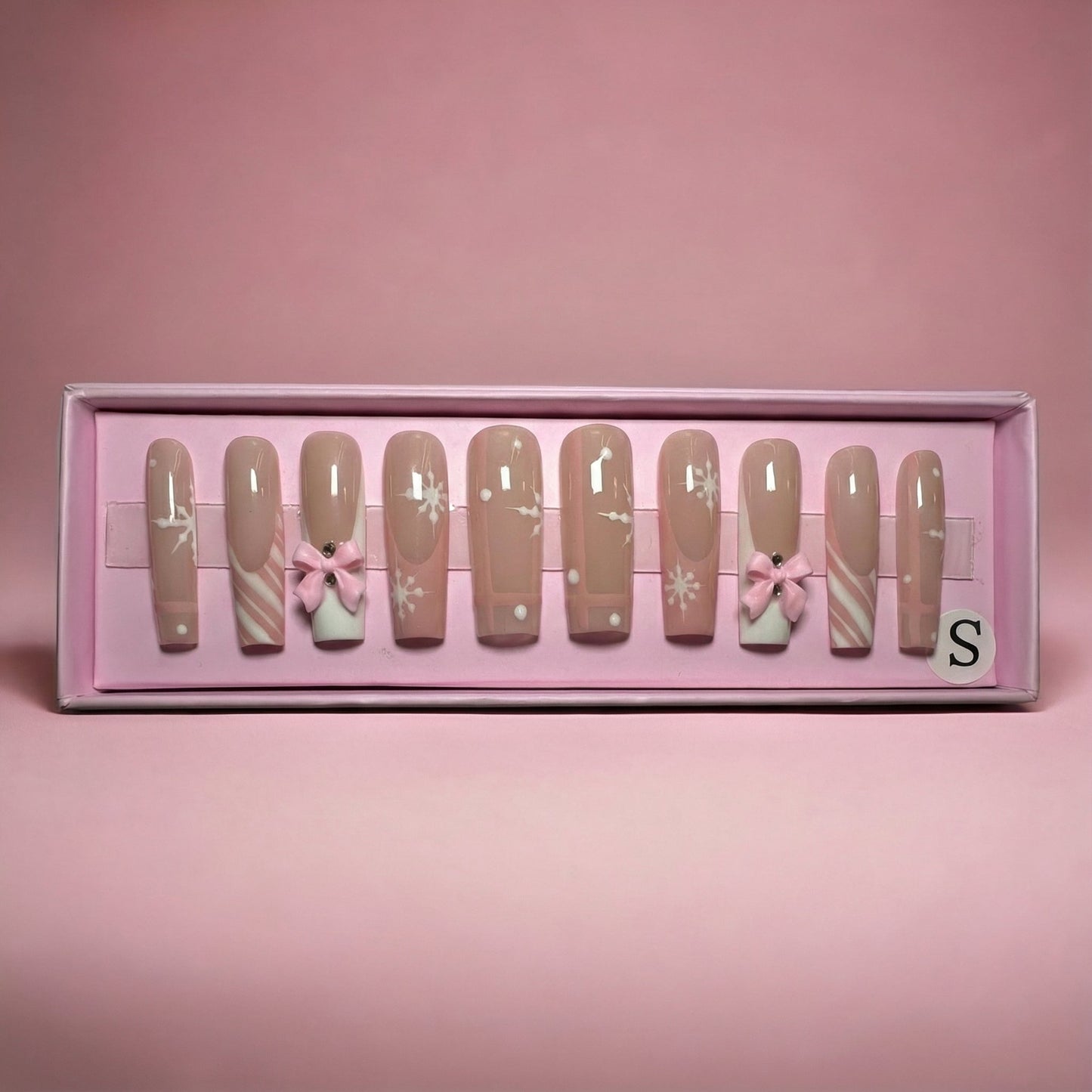 Candy Cane Kiss Set | Coffin Press - On Nails - Boss Babe Nails