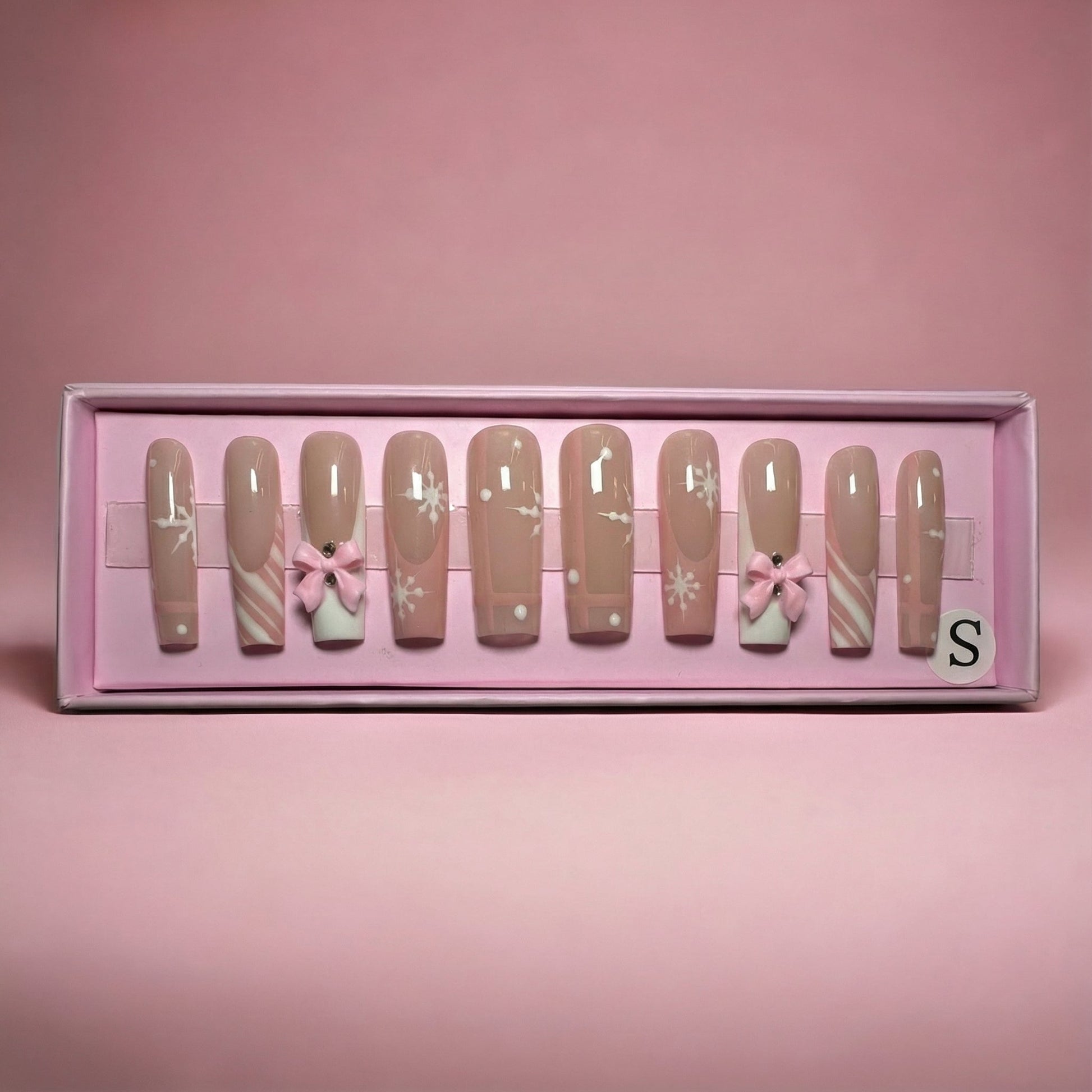 Candy Cane Kiss Set | Coffin Press - On Nails - Boss Babe Nails