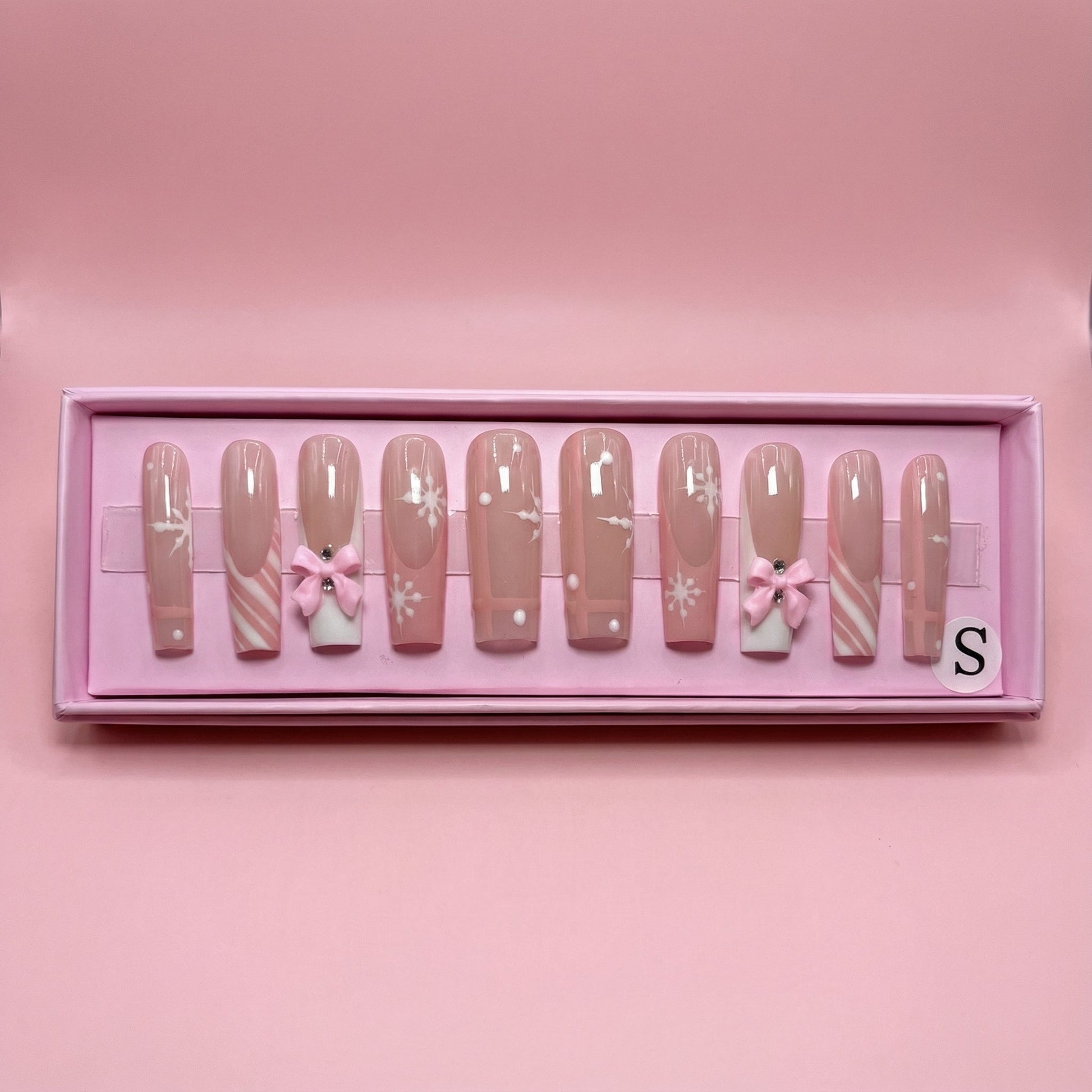 Candy Cane Kiss Set | Coffin Press - On Nails - Boss Babe Nails