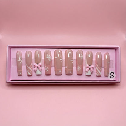 Candy Cane Kiss Set | Coffin Press - On Nails - Boss Babe Nails