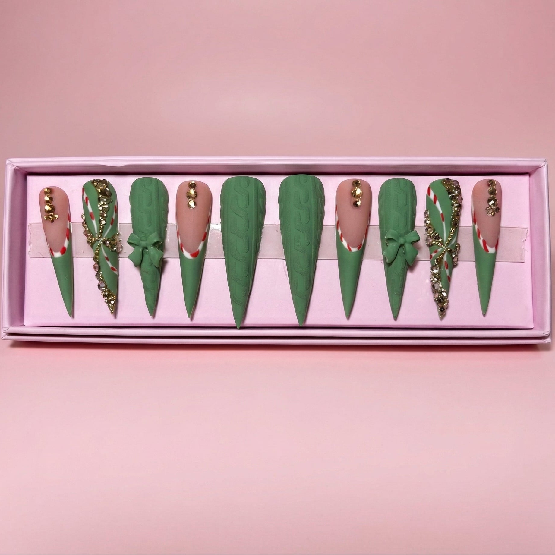 Frosted Mint Set | Long Stiletto Press - On Nails - Boss Babe Nails