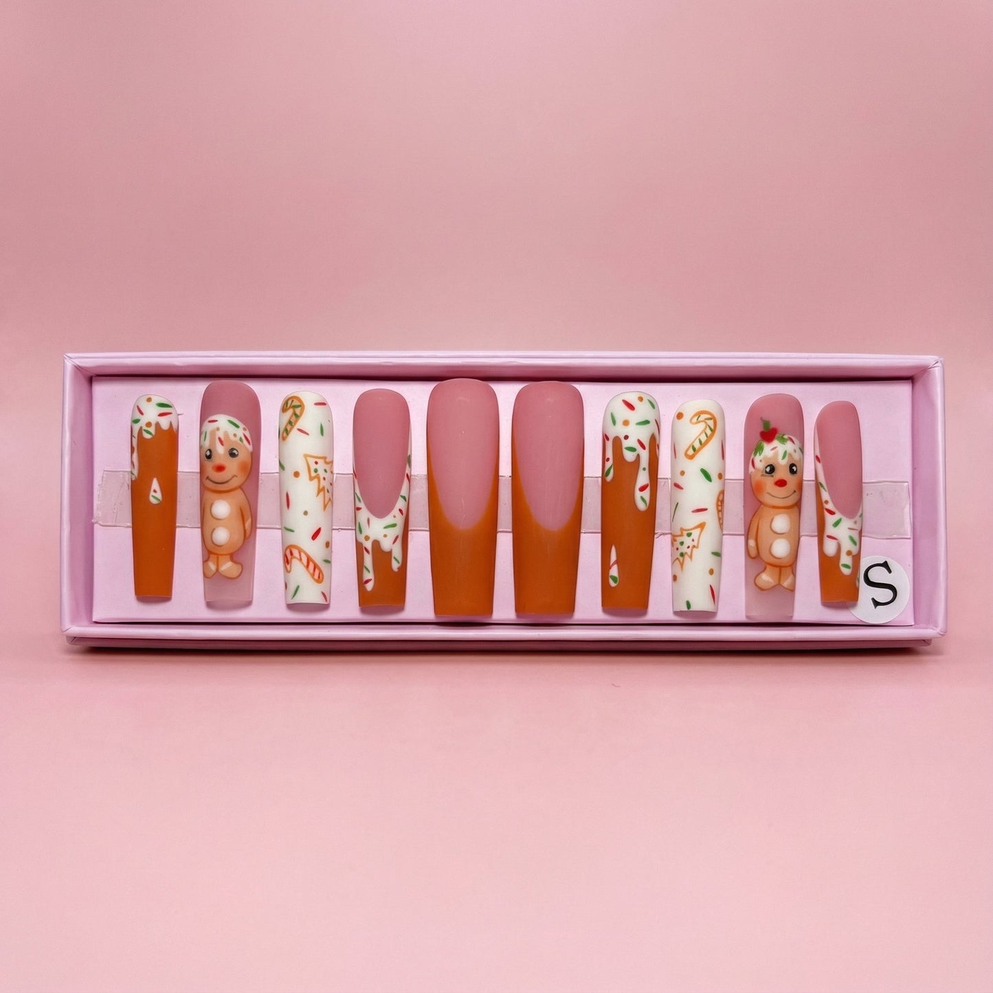 Gingerbread Glam Set | Long Coffin Press - On Nails - Boss Babe Nails