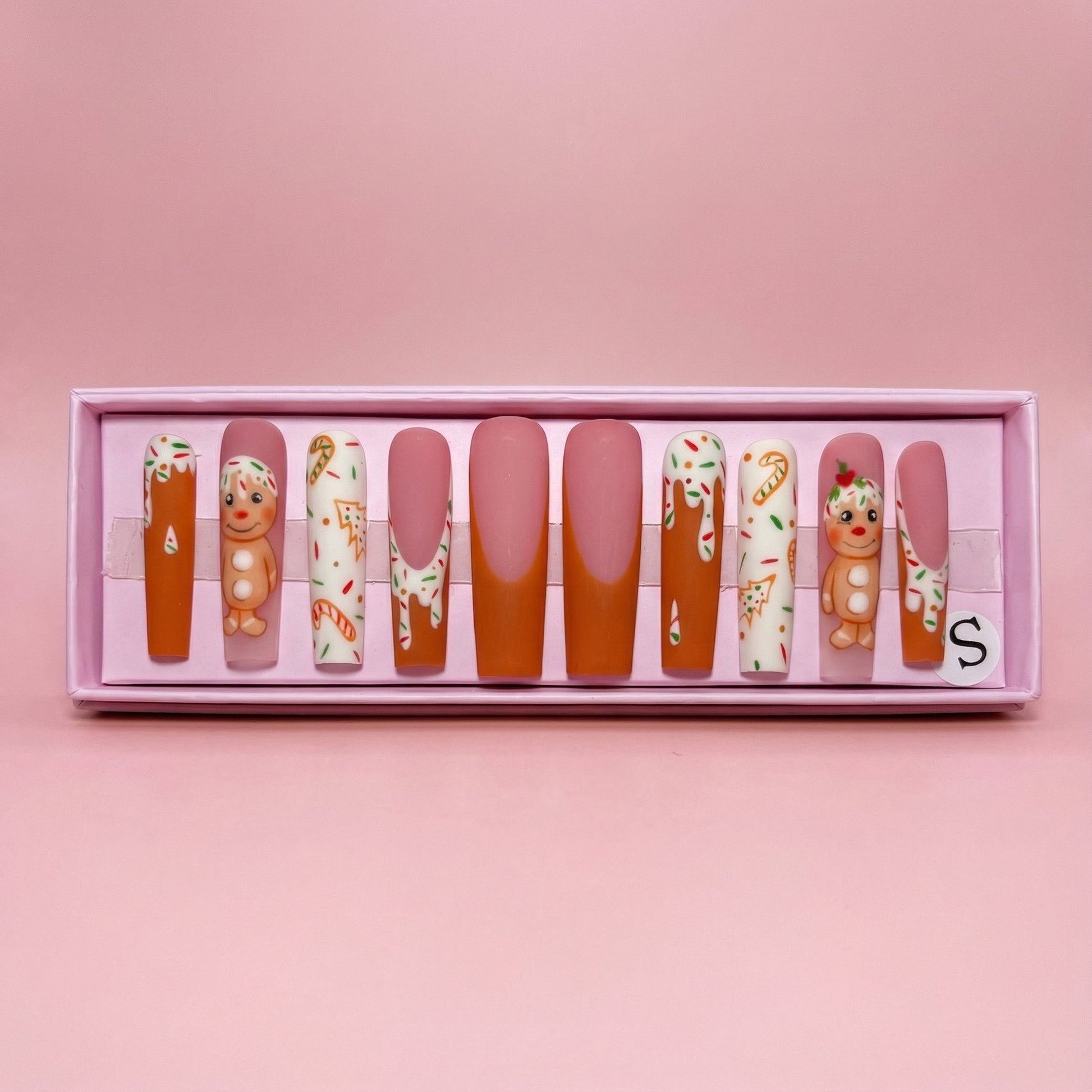 Gingerbread Glam Set | Long Coffin Press - On Nails - Boss Babe Nails