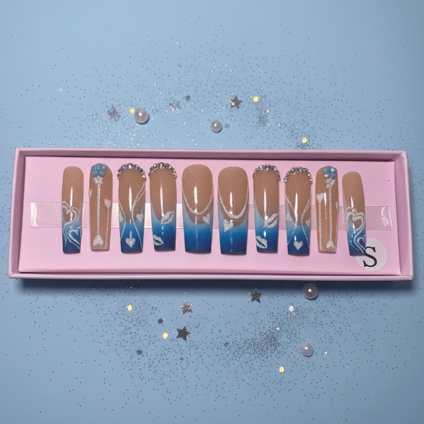 Heaven Sent Set | Blue French Press - On Nails - Boss Babe Nails