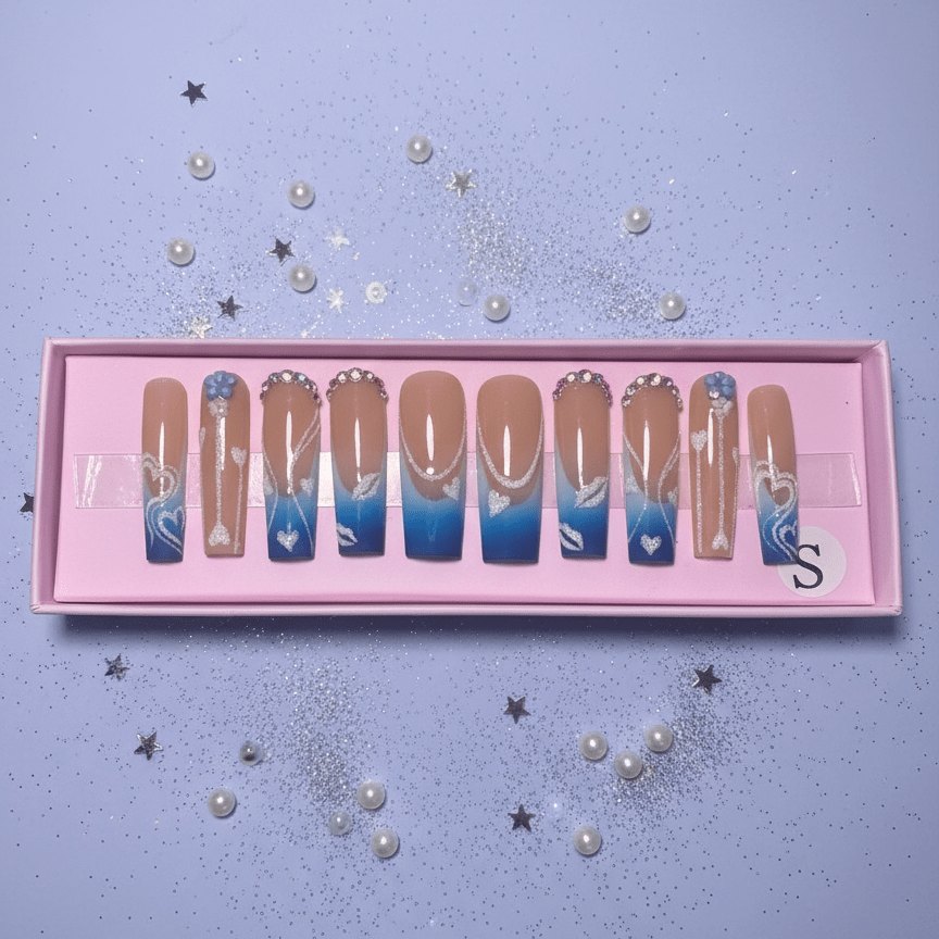 Heaven Sent Set | Blue French Press - On Nails - Boss Babe Nails