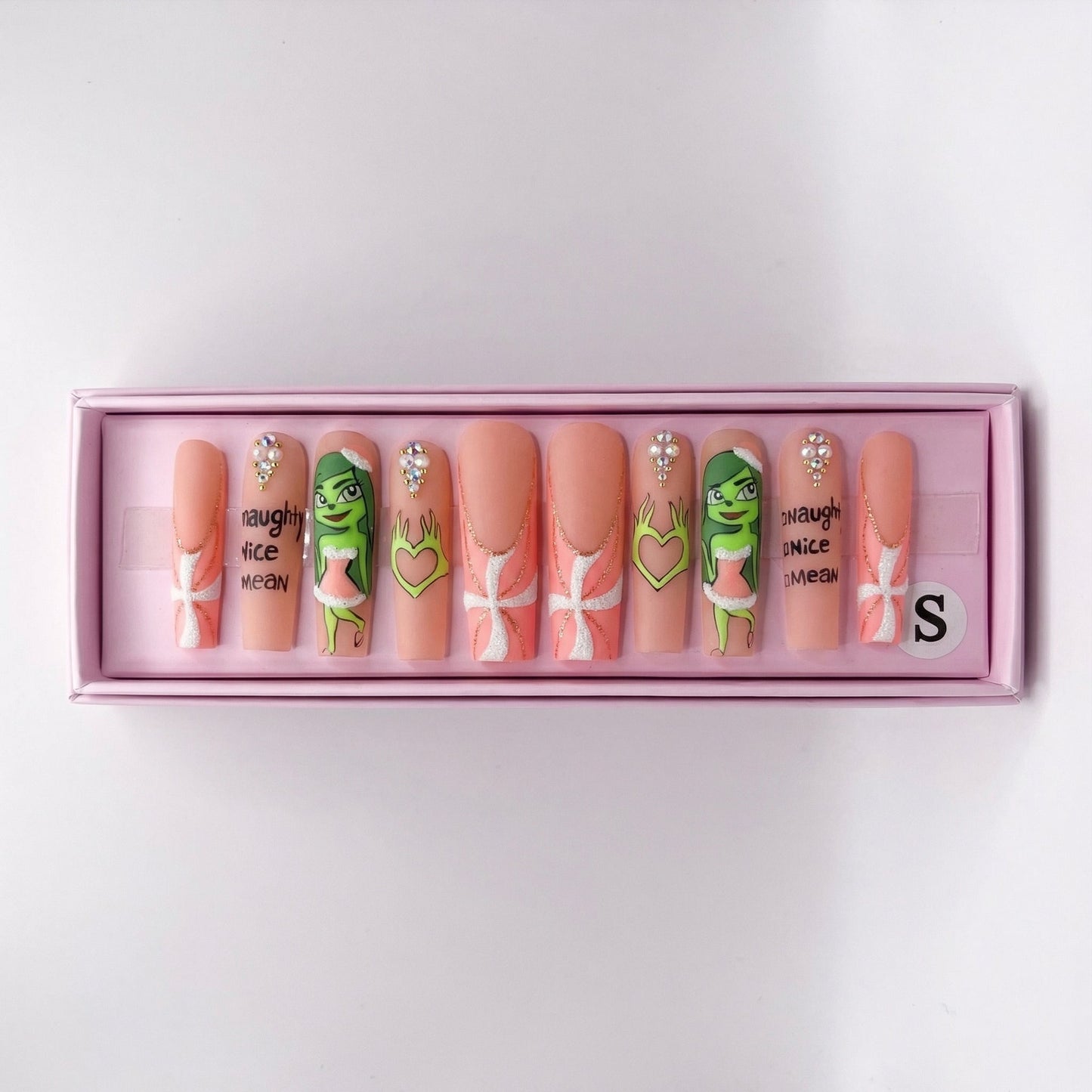 Mean Girl Christmas Set | Grinch Press - On Nails - Boss Babe Nails