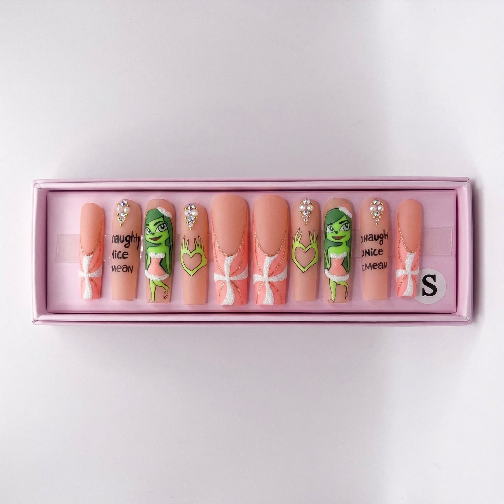Mean Girl Christmas Set | Grinch Press - On Nails - Boss Babe Nails