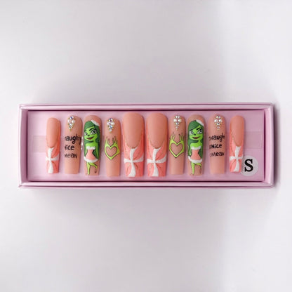 Mean Girl Christmas Set | Grinch Press - On Nails - Boss Babe Nails