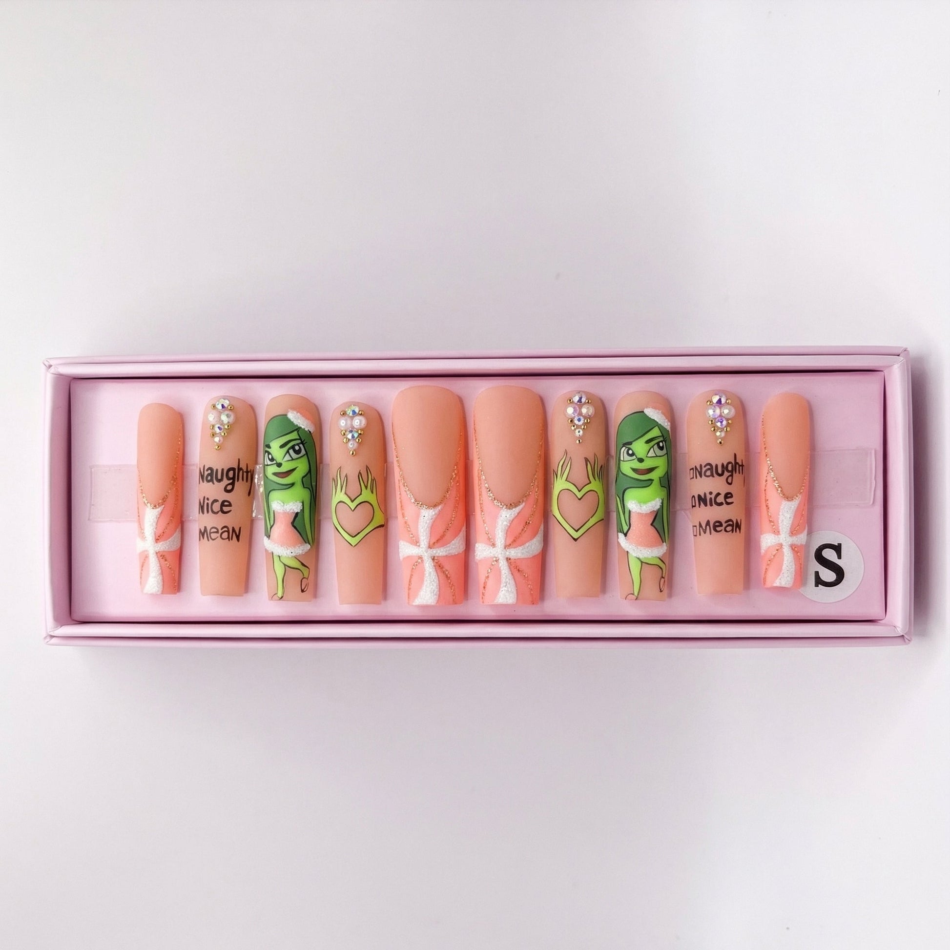Mean Girl Christmas Set | Grinch Press - On Nails - Boss Babe Nails