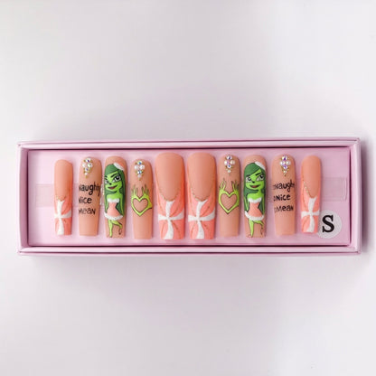 Mean Girl Christmas Set | Grinch Press - On Nails - Boss Babe Nails