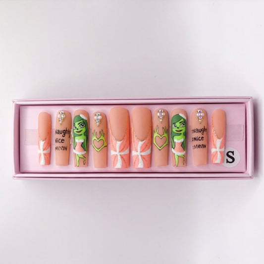 Mean Girl Christmas Set | Grinch Press - On Nails - Boss Babe Nails