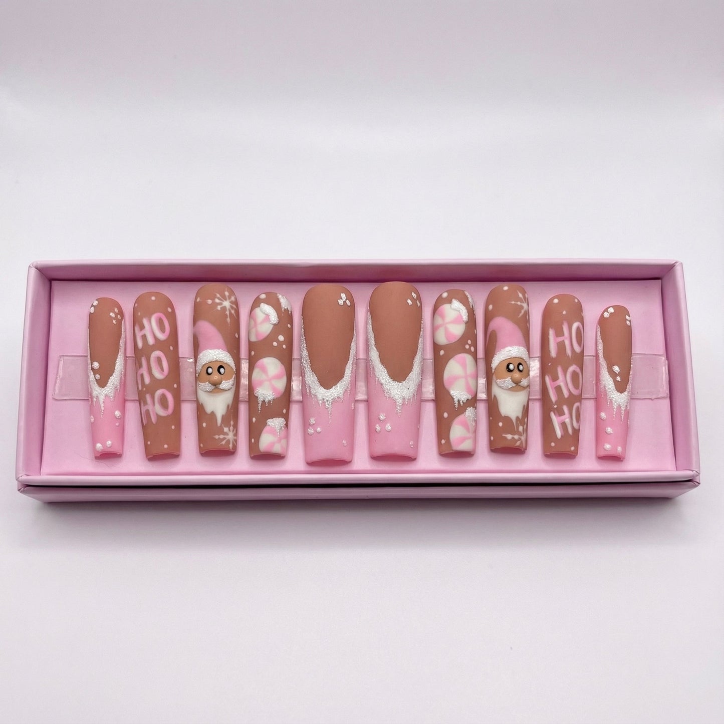 Pinkmas Cheer Set | Coffin Press - On Nails - Boss Babe Nails