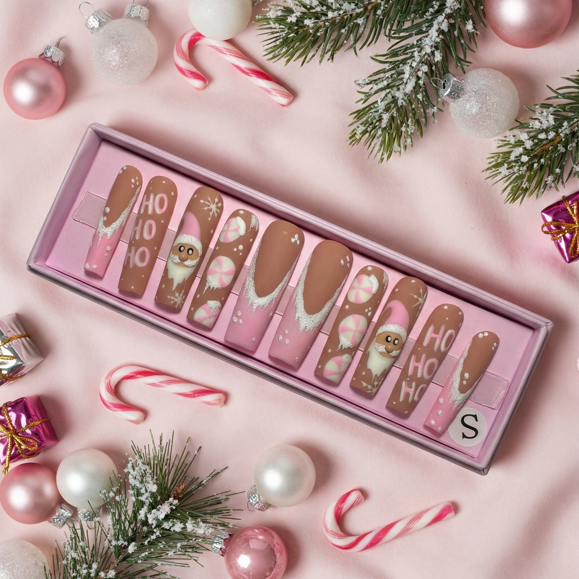 Pinkmas Cheer Set | Coffin Press - On Nails - Boss Babe Nails