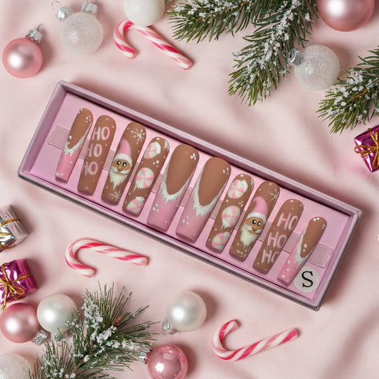 Pinkmas Cheer Set | Coffin Press - On Nails - Boss Babe Nails