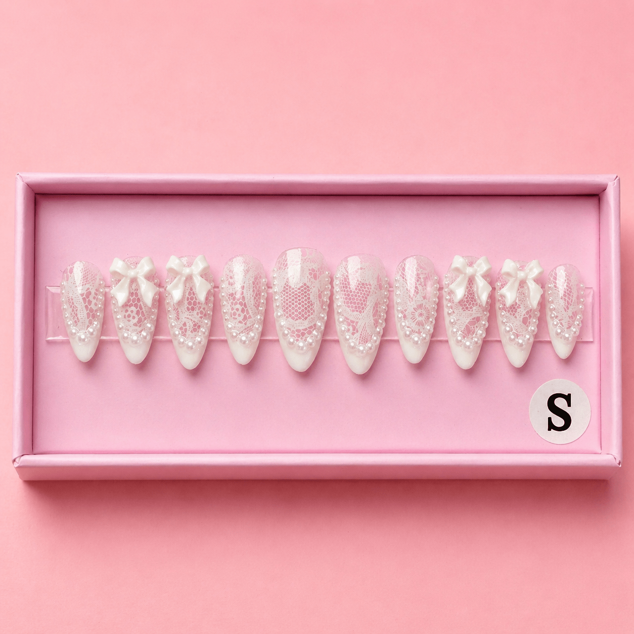 Wedding Night lace-inspired Boss Babe press-on nails